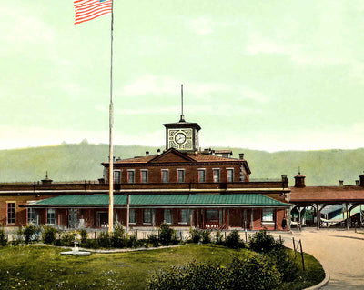 P. & R. RR Station, Reading, PA in 1907 vintage print