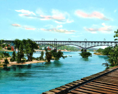 Tennessee River & Bridge, Knoxville, TN 1907 vintage print