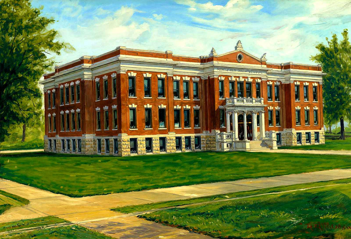 Kimberly High School, Neenah, WI in 1905 art print