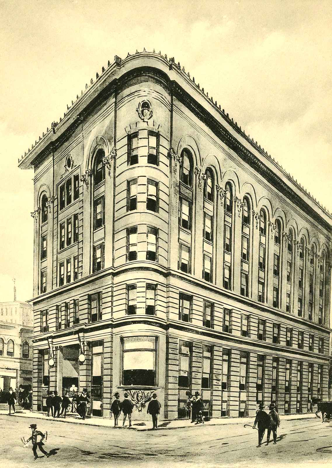 Trust Building, Durham, NC in 1904 vintage print