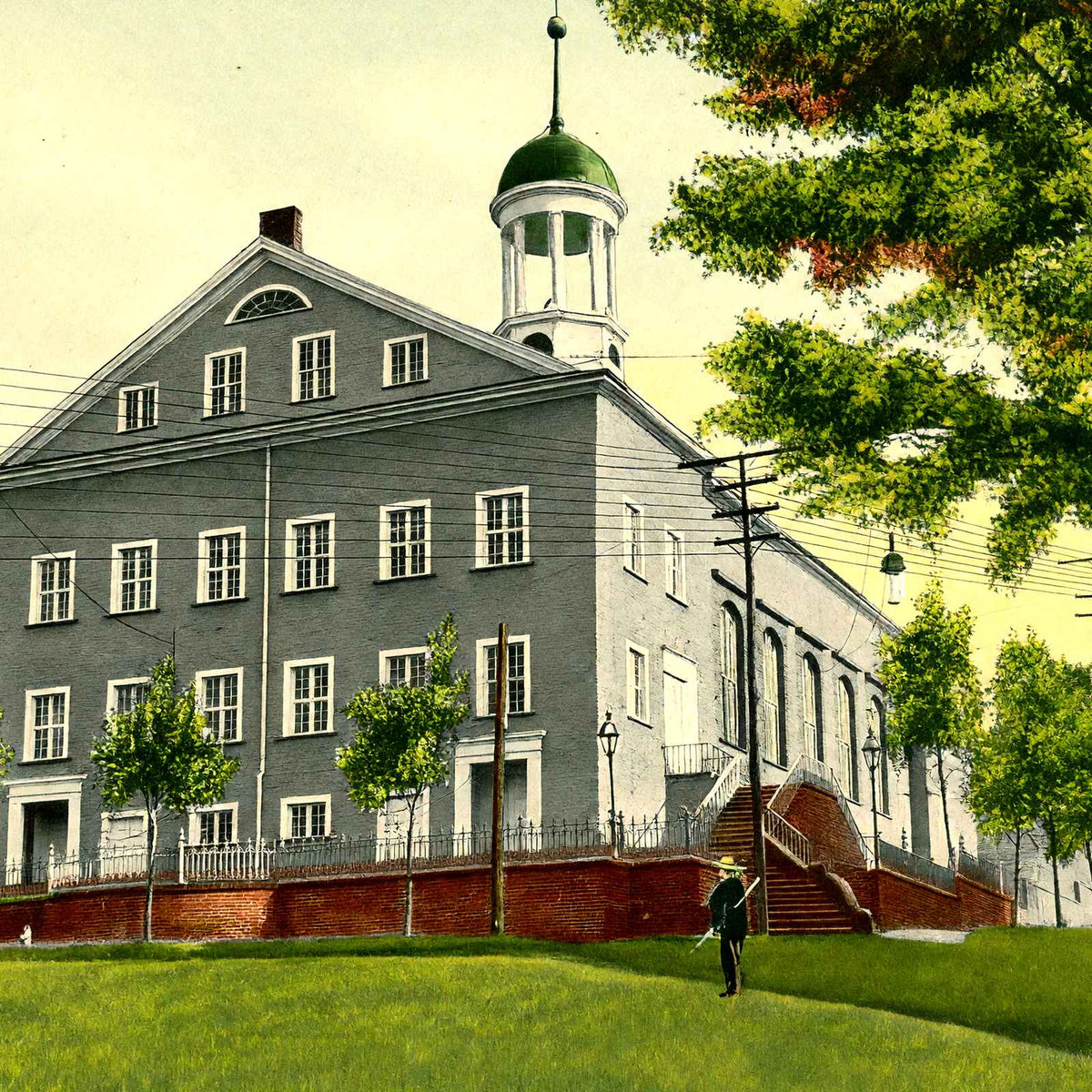 Moravian Church, Bethlehem PA in 1912 vintage print