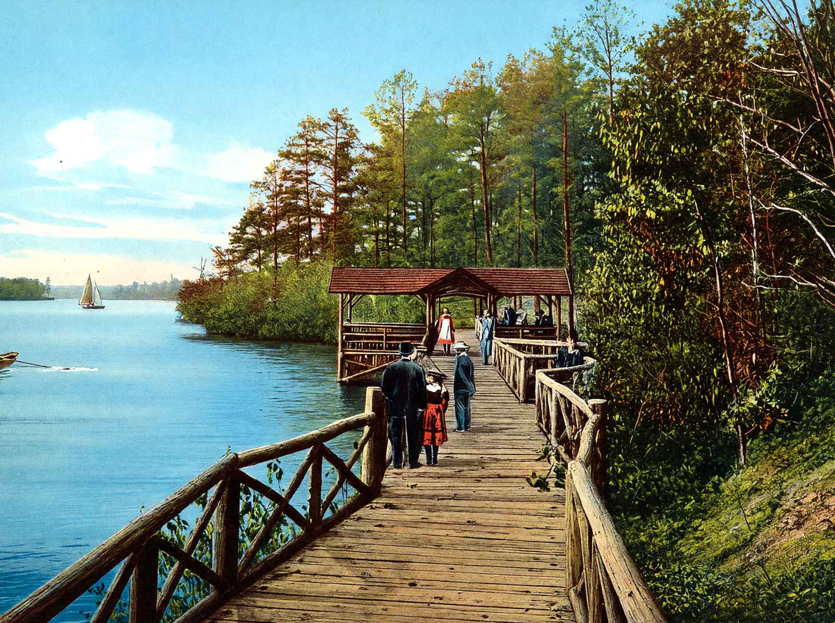 Kissing Bridge, Lakewood, NJ in 1905 vintage print
