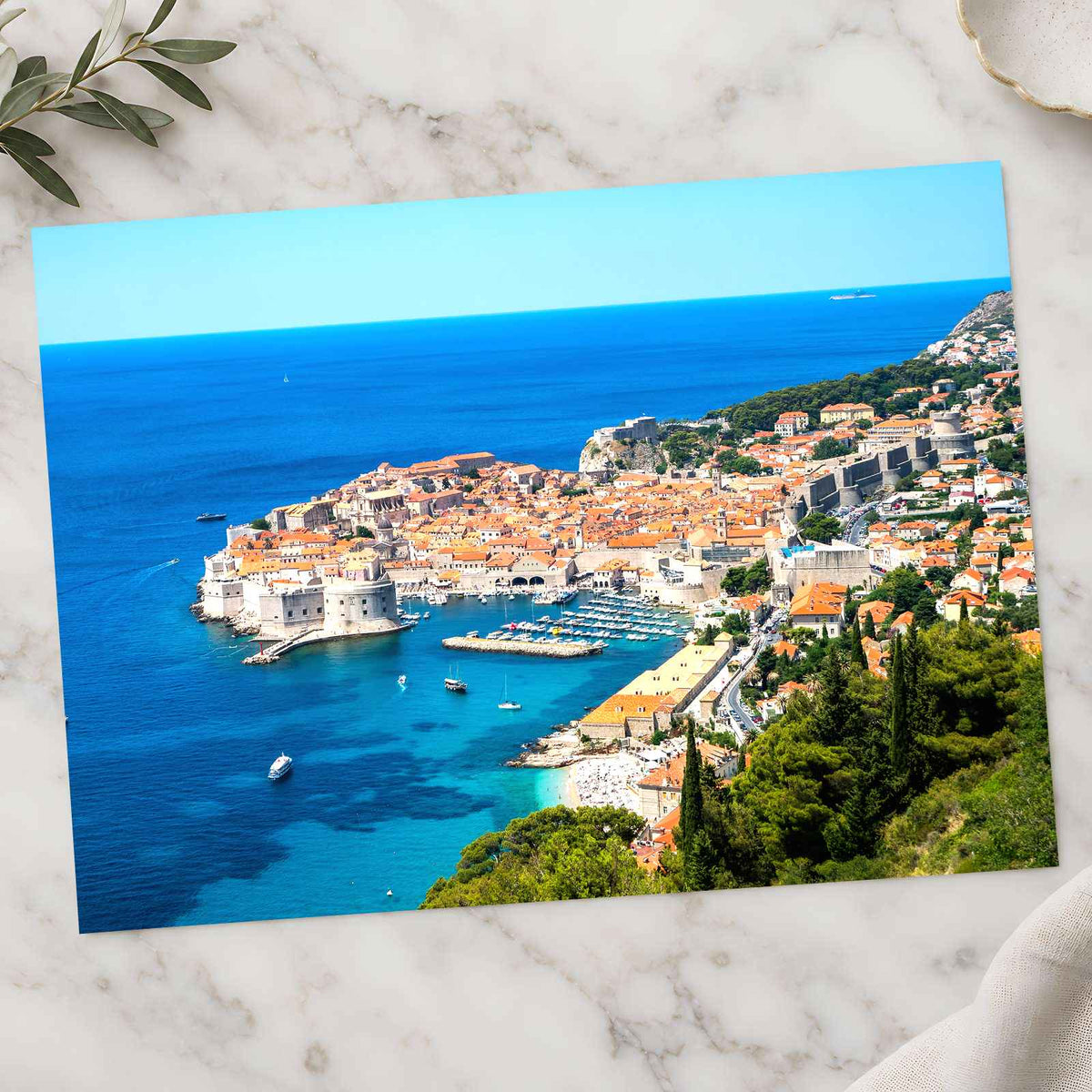 Walled City of Dubrovnik by Adriatic Sea Photo Print Wall Decor