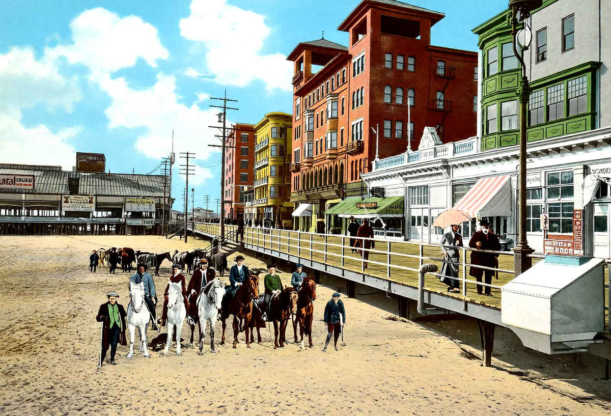 On the Sands, Atlantic City, NJ in 1901 vintage print