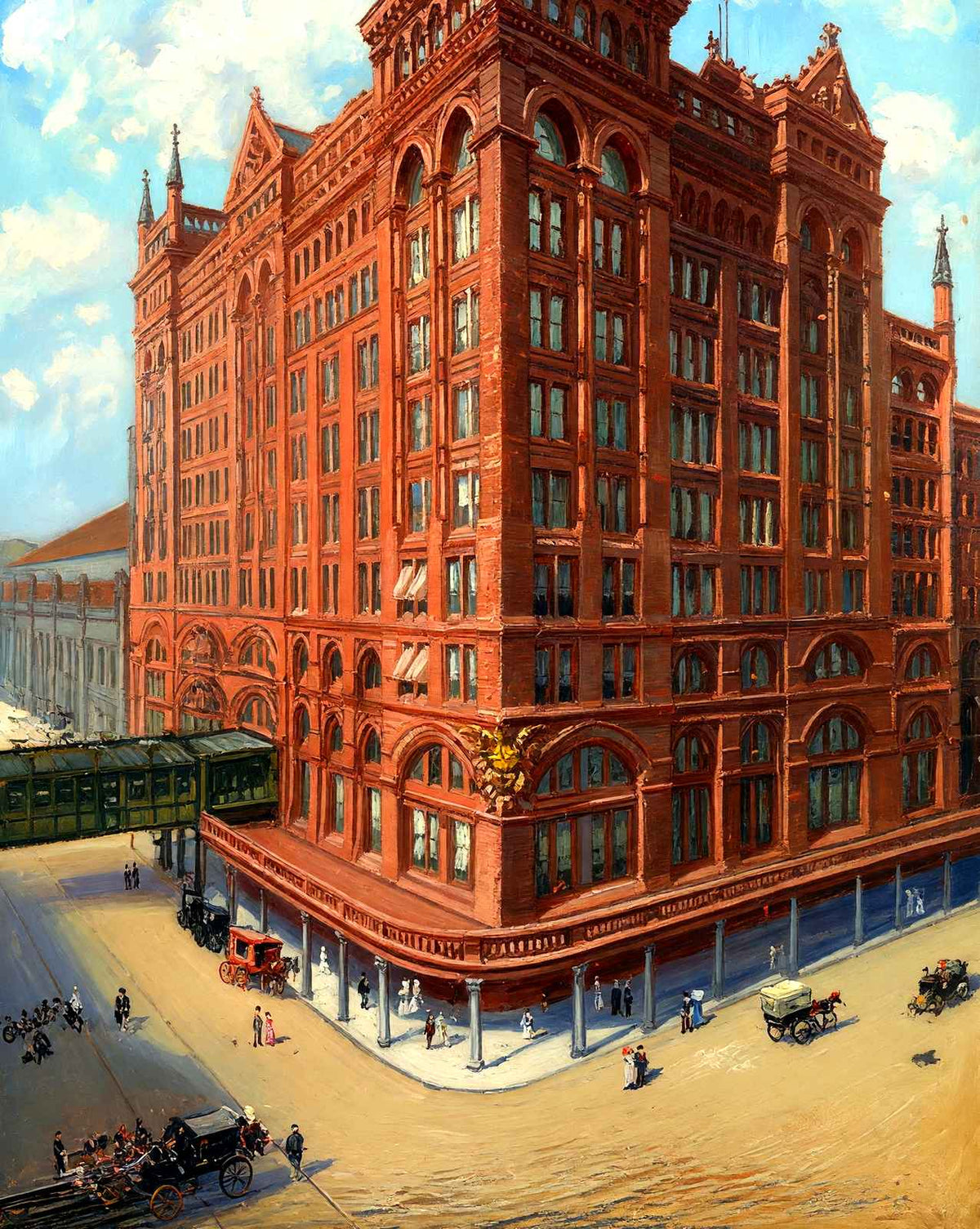 Penn RR Depot, Philadelphia PA in 1906 painting