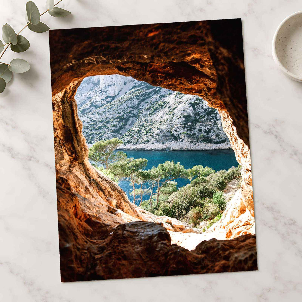 Lake Through a Cave on the Mediterranean Sea by Elisabeth Jurenka Photo Print Wall Decor