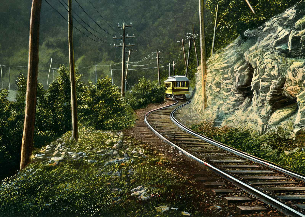 Car on Neversink Mountain, Reading PA 1907 vintage print
