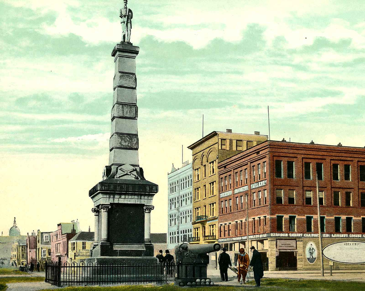 Soldiers Monument, New Castle PA in 1906 vintage print