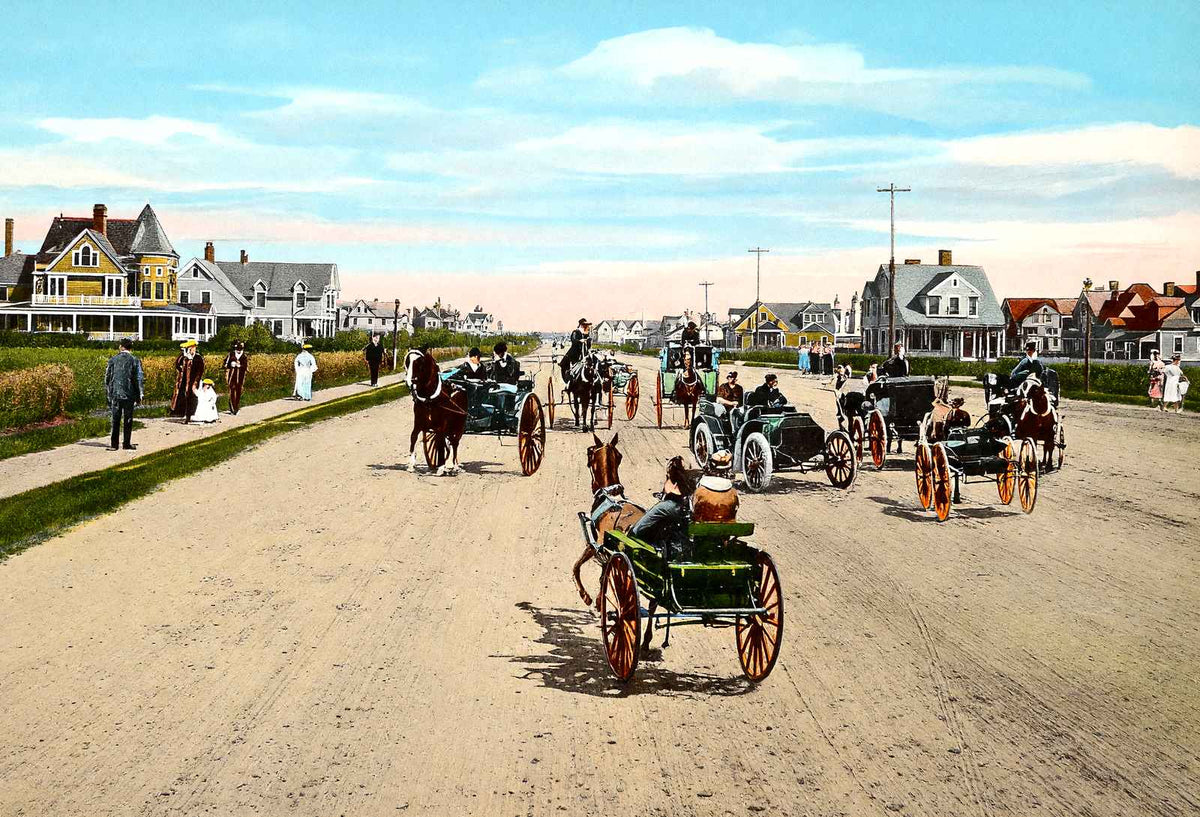Ocean Avenue, Long Branch, NJ in 1905 vintage print