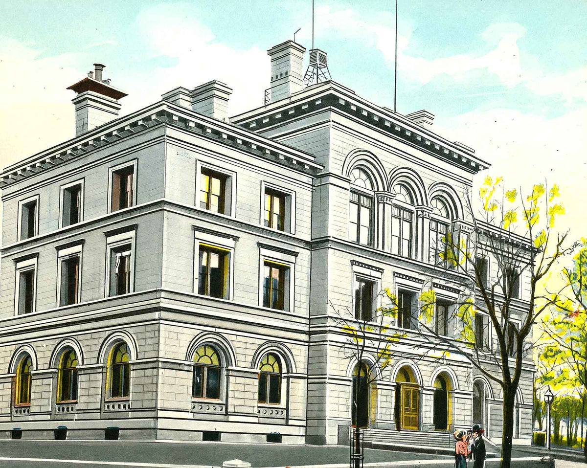 Post Office, Harrisburg PA in 1907 vintage print