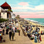 On the Beach, Long Branch, NJ in 1905 vintage print