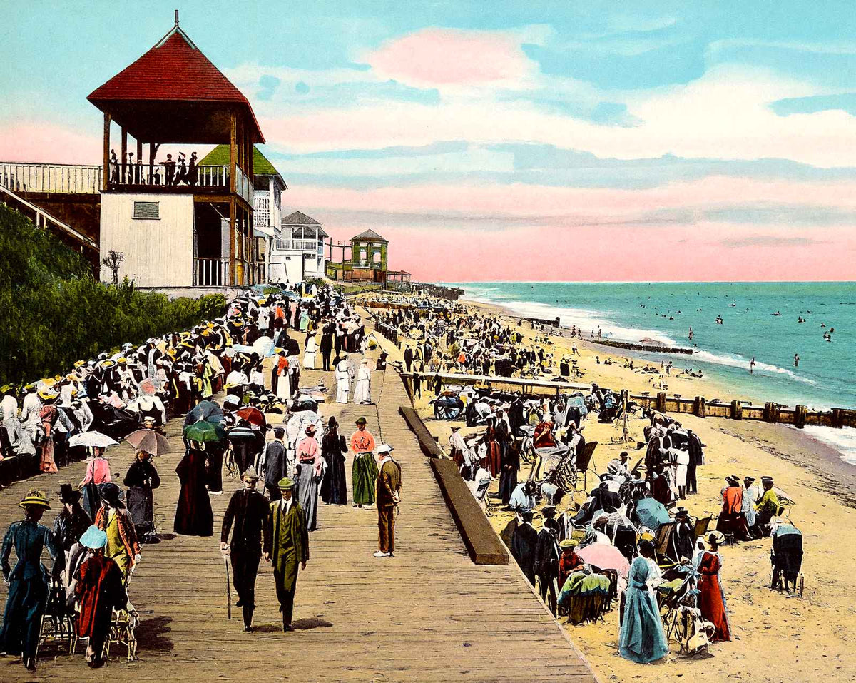 On the Beach, Long Branch, NJ in 1905 vintage print