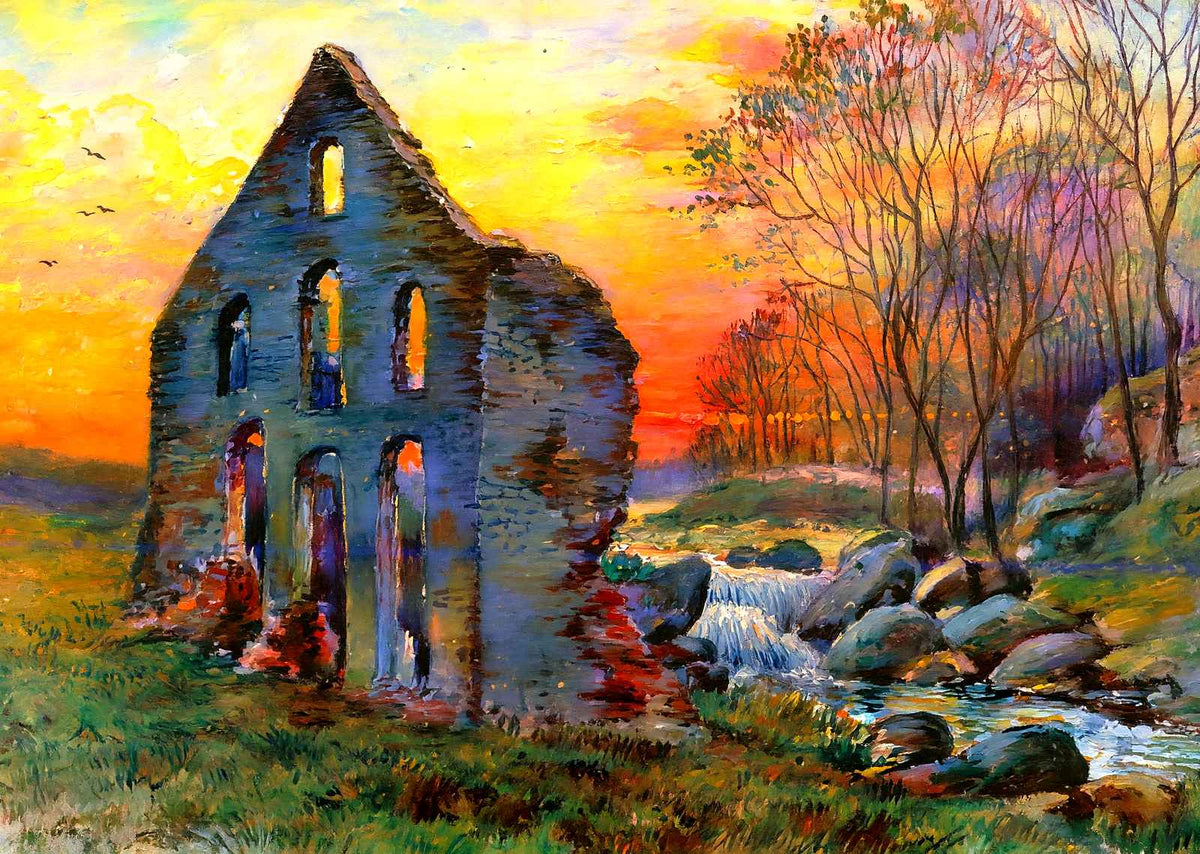 Ruins of Old Gulf Mill, Valley Forge PA 1907 painting