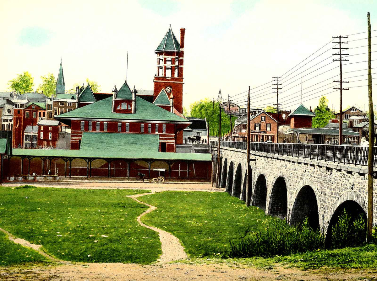 Lehigh Valley Station and Viaduct, Allentown vintage print