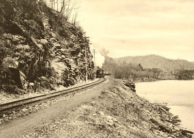 River Bend and Railroad N of Lock Haven PA vintage photo print