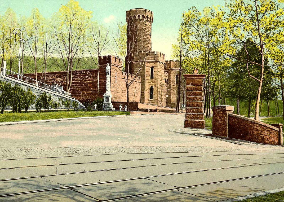 Entrance to City Park, Reading, PA in 1907 vintage print