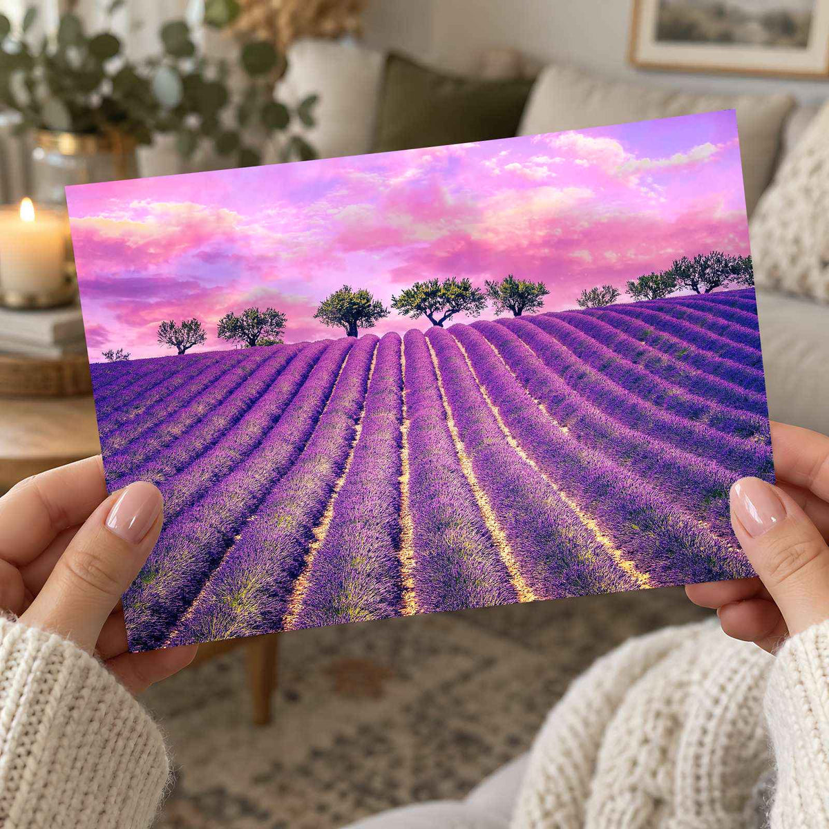 Beautiful Lavender Field in France Photo Print Wall Decor
