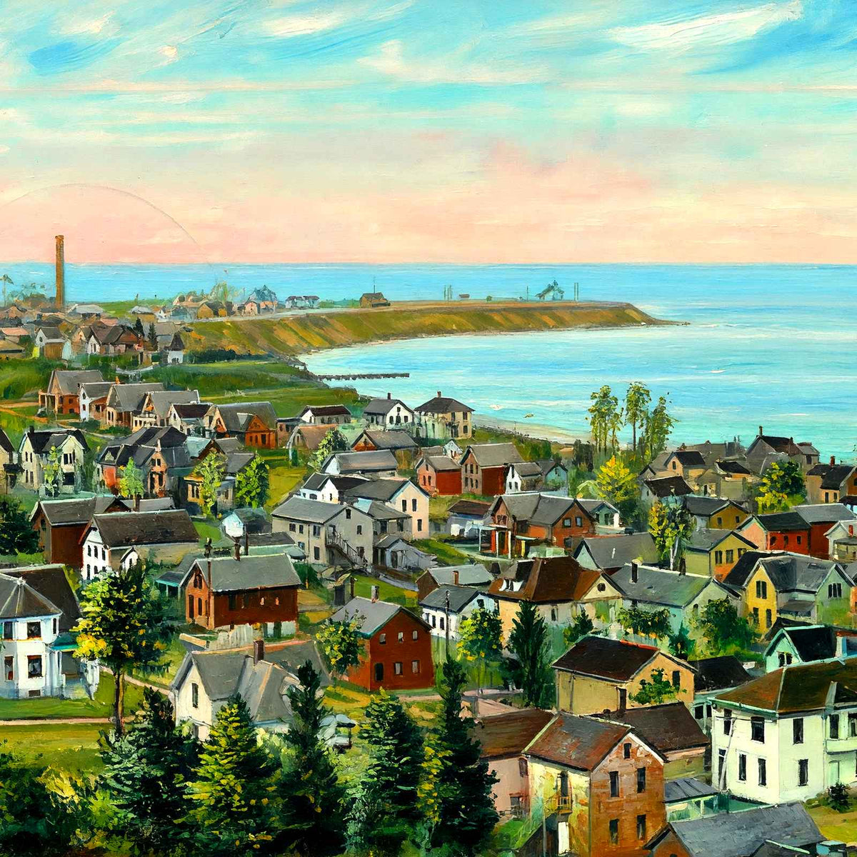 North Point on Lake Michigan, Sheboygan, WI painting