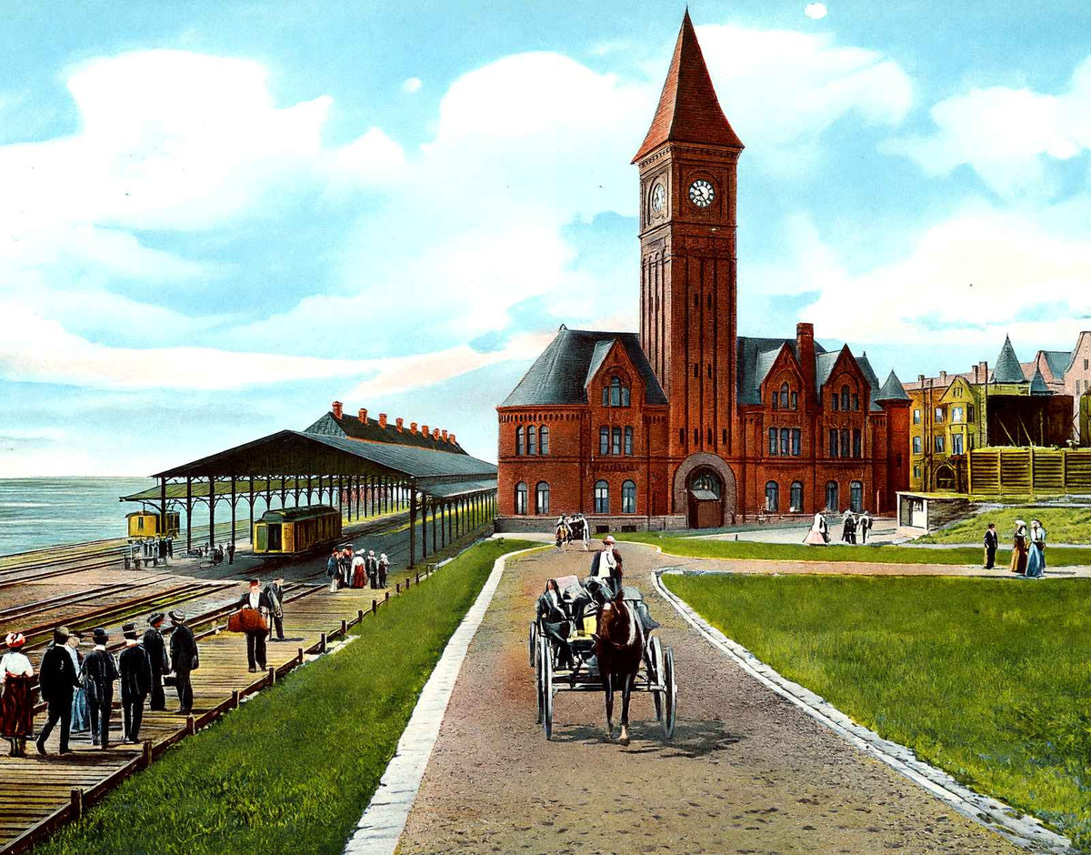 North Western Depot, Milwaukee, WI in 1905 vintage print