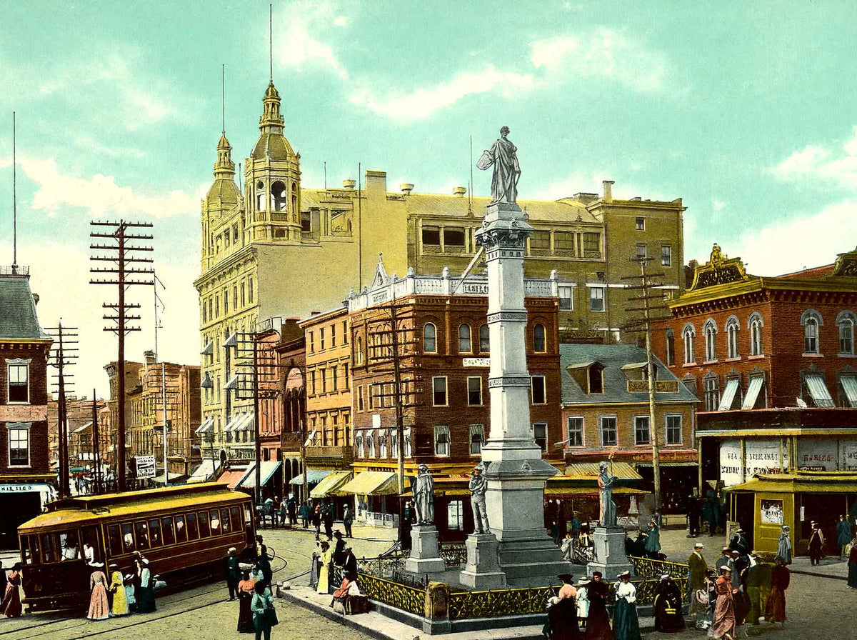 Penn Square and Soldiers' Monument, Lancaster vintage print