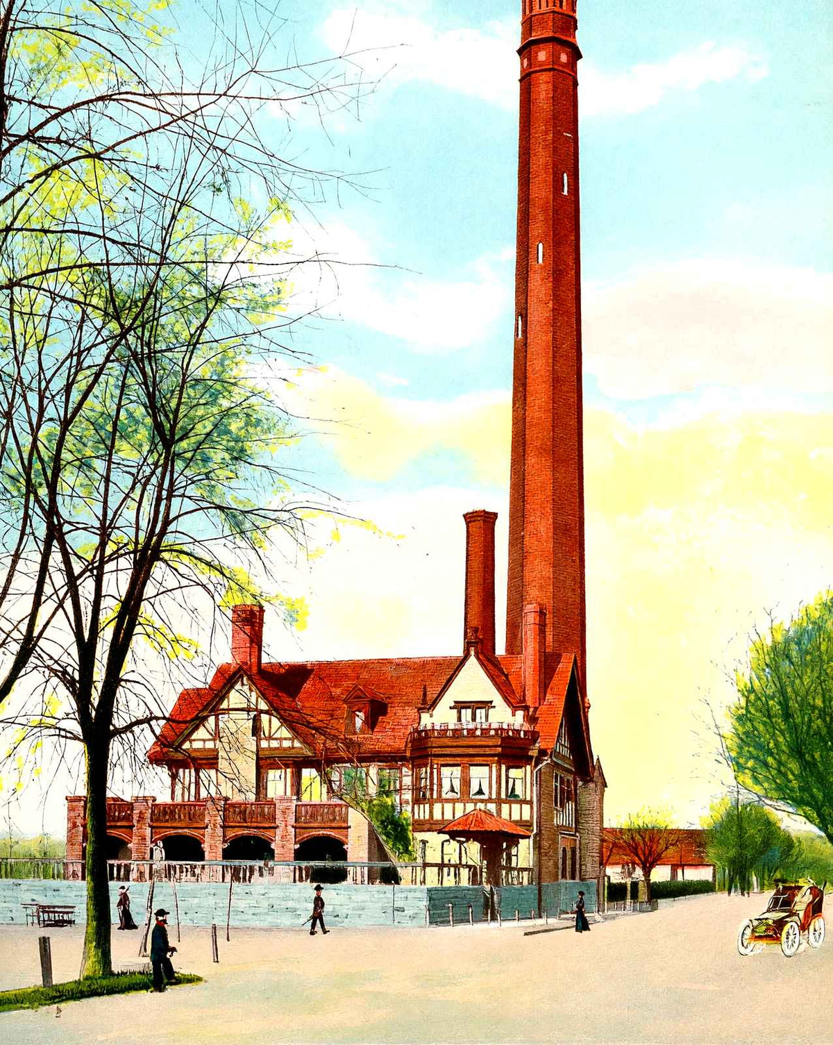 Water Works, Harrisburg, PA in 1907 vintage print