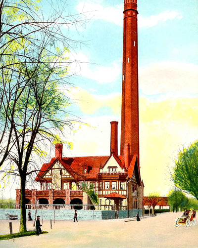 Water Works, Harrisburg, PA in 1907 vintage print