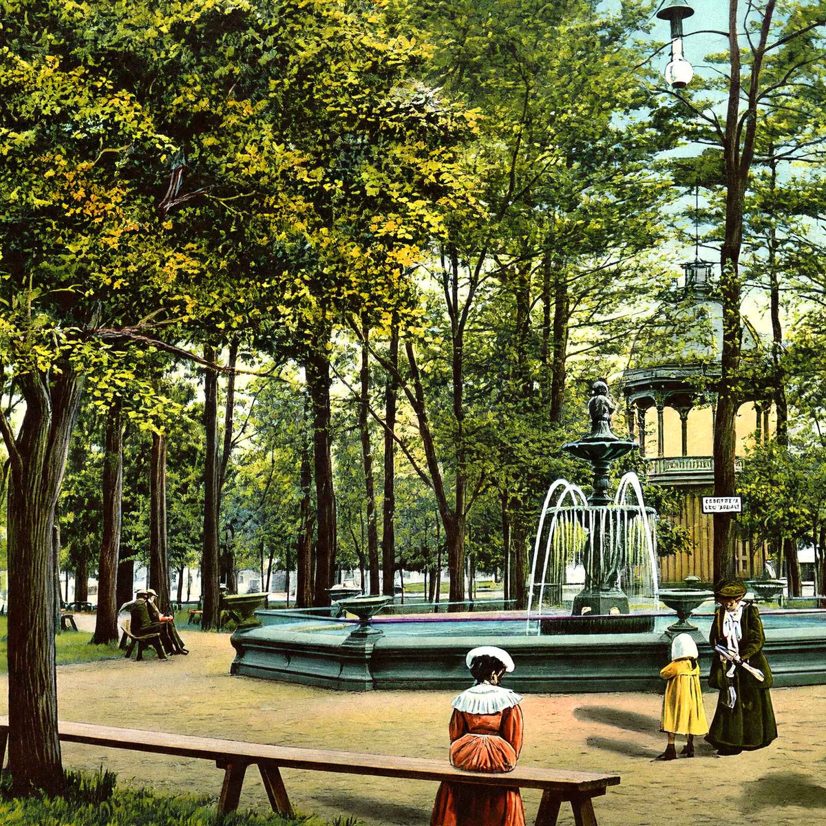 Fountain Park, Sheboygan, WI in 1907 vintage print