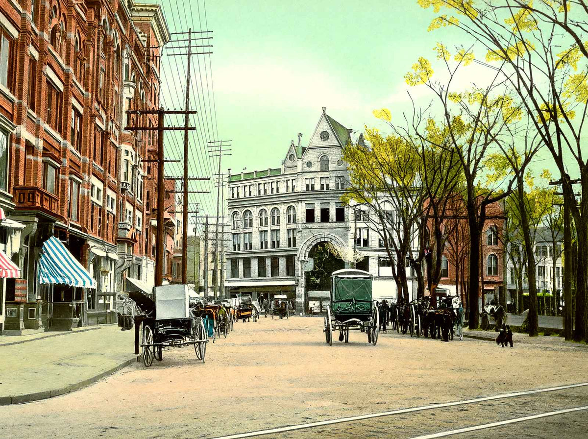 Public Square, Wilkes Barre PA in 1907 vintage print