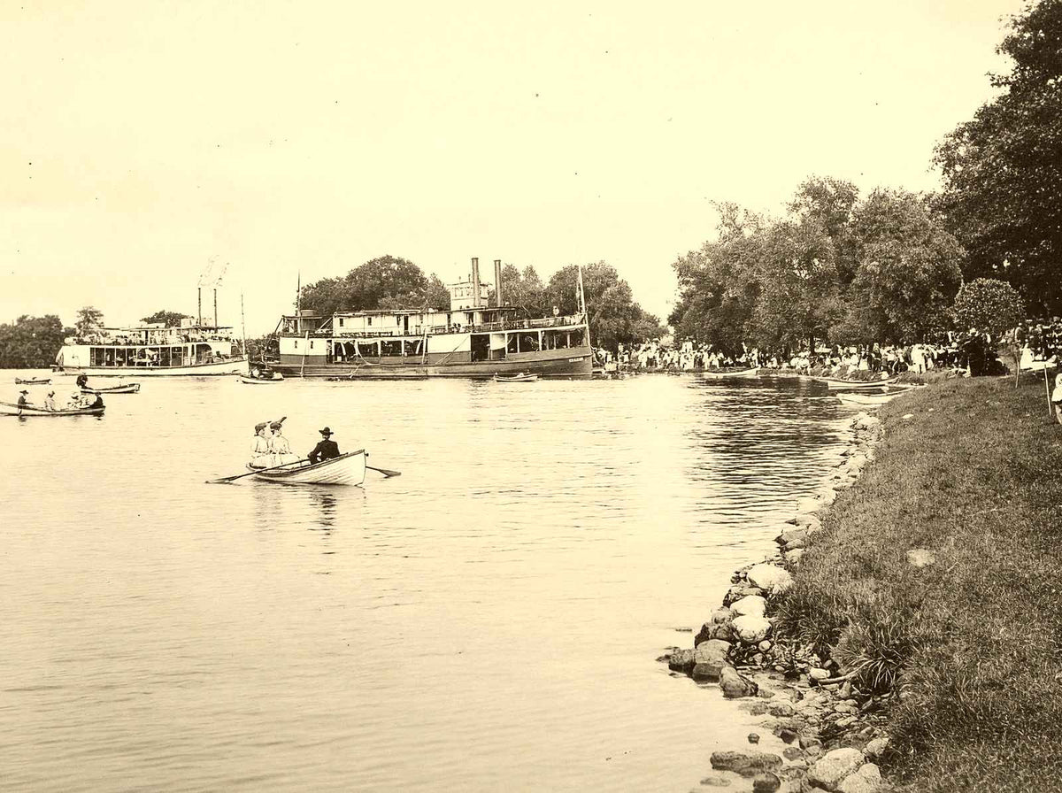Riverside Park, Neenah WI in 1905 restored photo print
