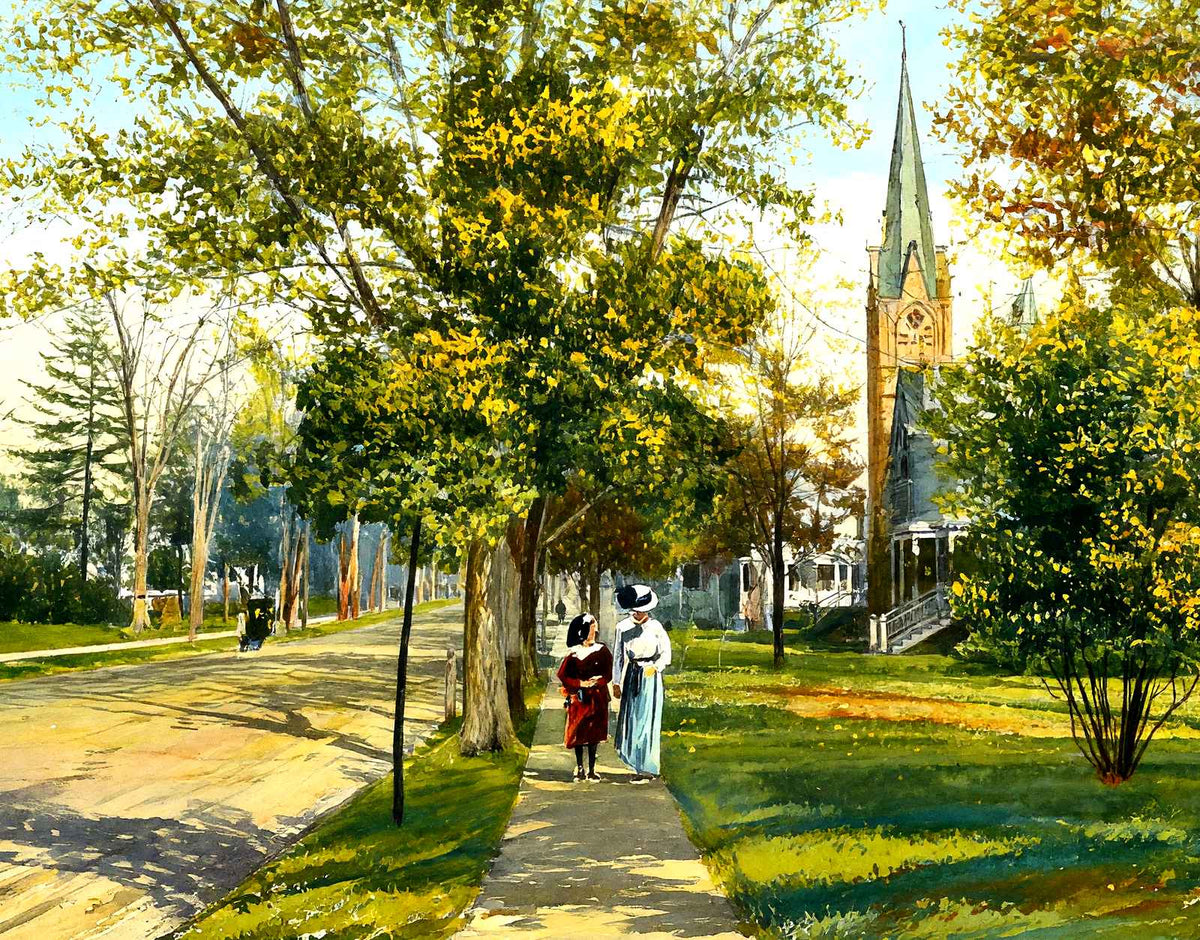 Upper Broad Street, Red Bank, NJ in 1910 art print