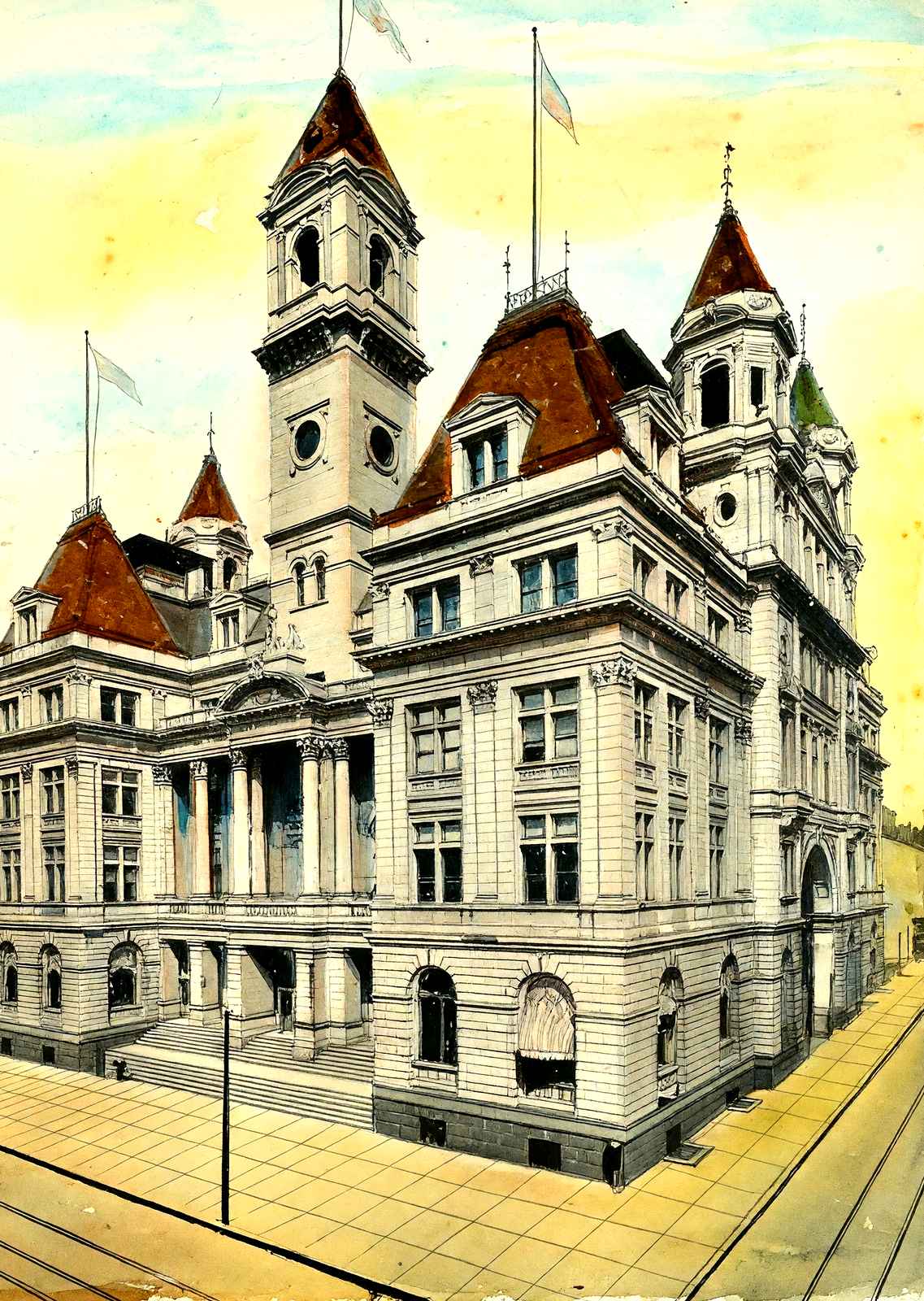 Post Office, Pittsburgh PA in 1906 art print