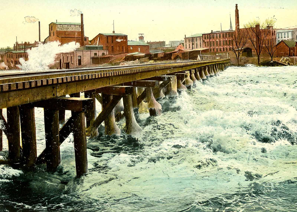 Below the Upper Dam, Janesville, WI in 1907 vintage print