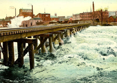 Below the Upper Dam, Janesville, WI in 1907 vintage print