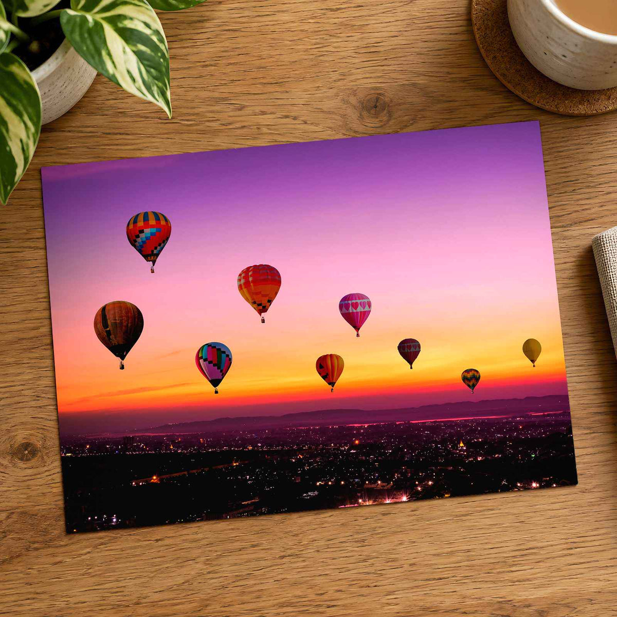 Hot Air Balloons Above a City Photo Print Wall Decor
