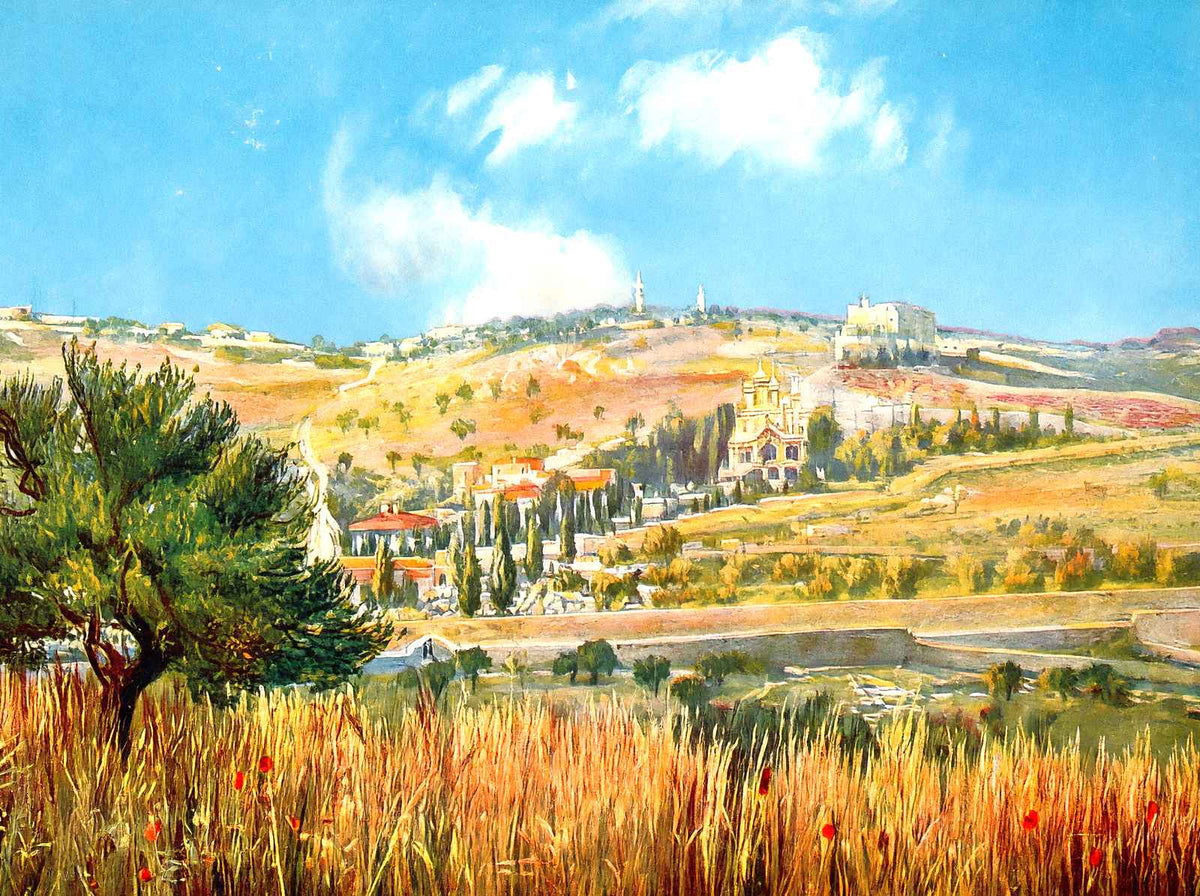 Mount of Olives, Jerusalem in 1928 vintage print