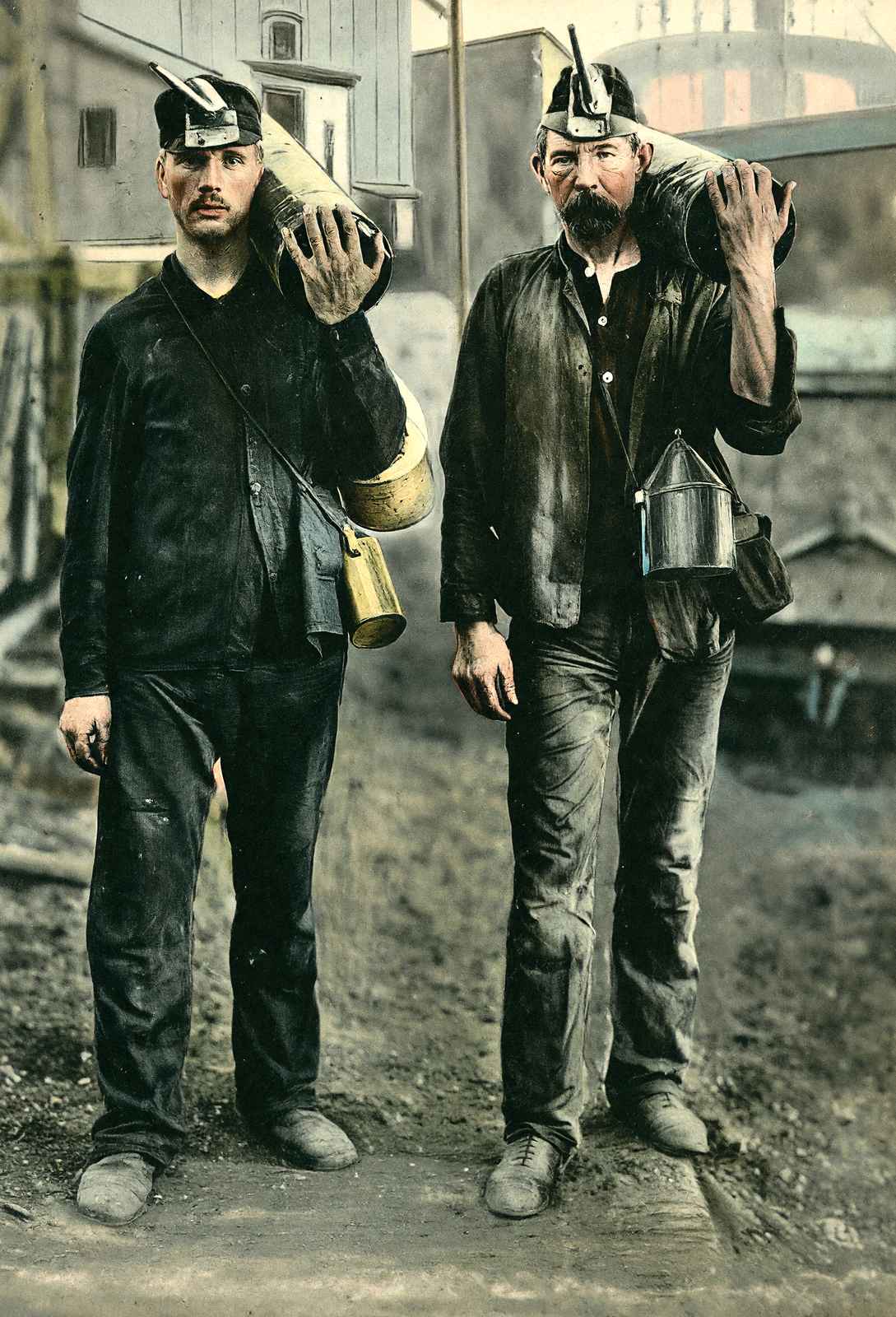 Coal Mining Carrying Powder to the Mine 1908 vintage print