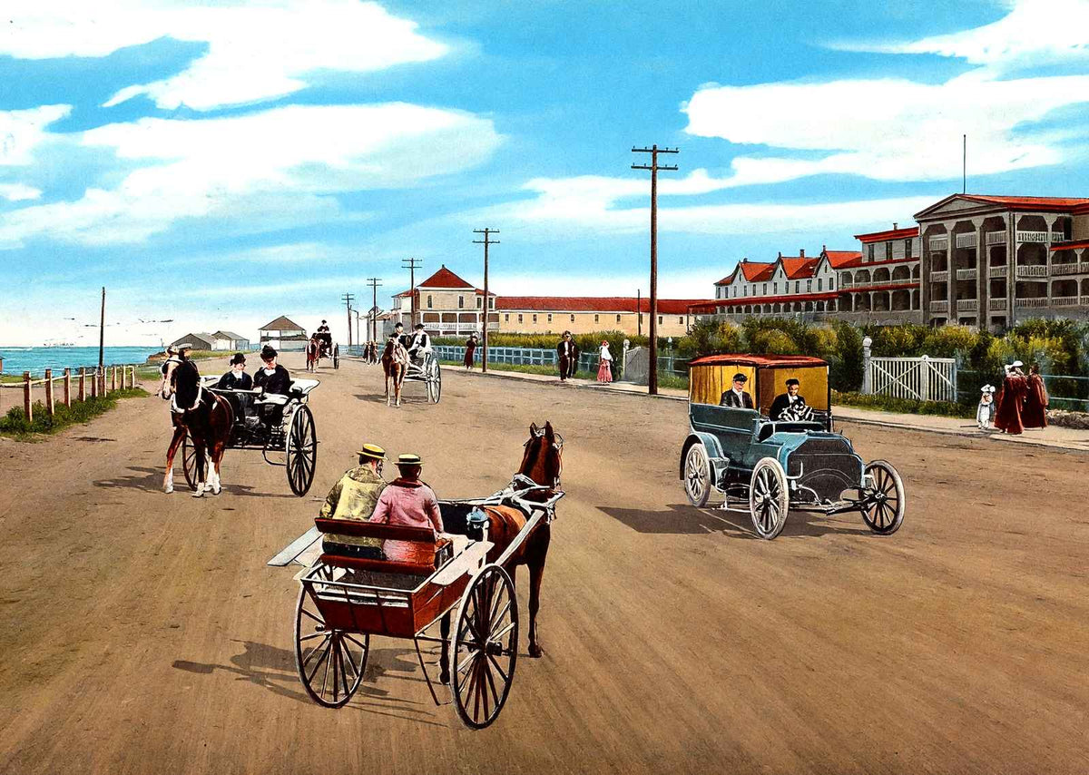 Ocean Avenue Looking West, Long Branch, NJ vintage print