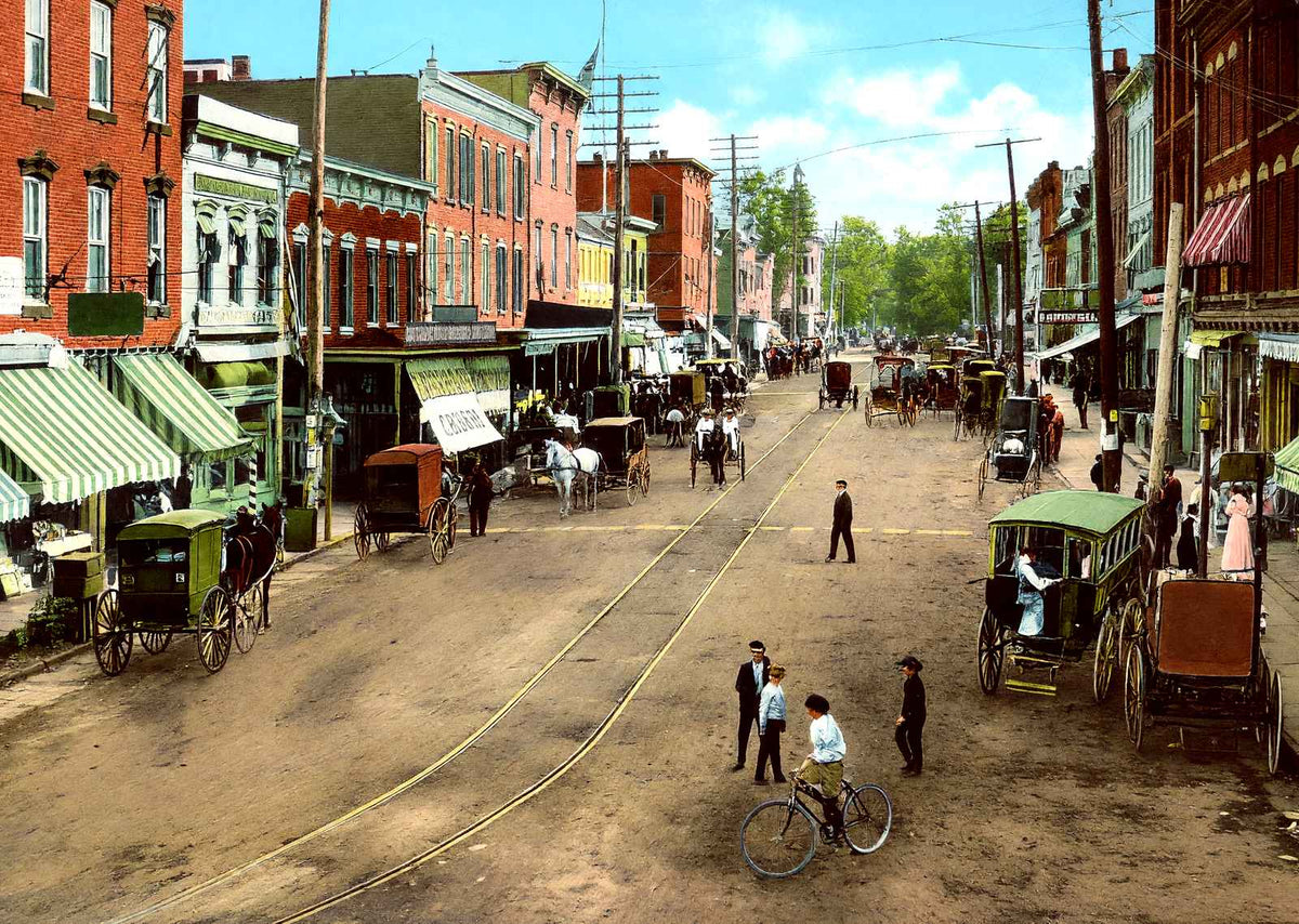 Broad Street, Red Bank, NJ in 1906 vintage print