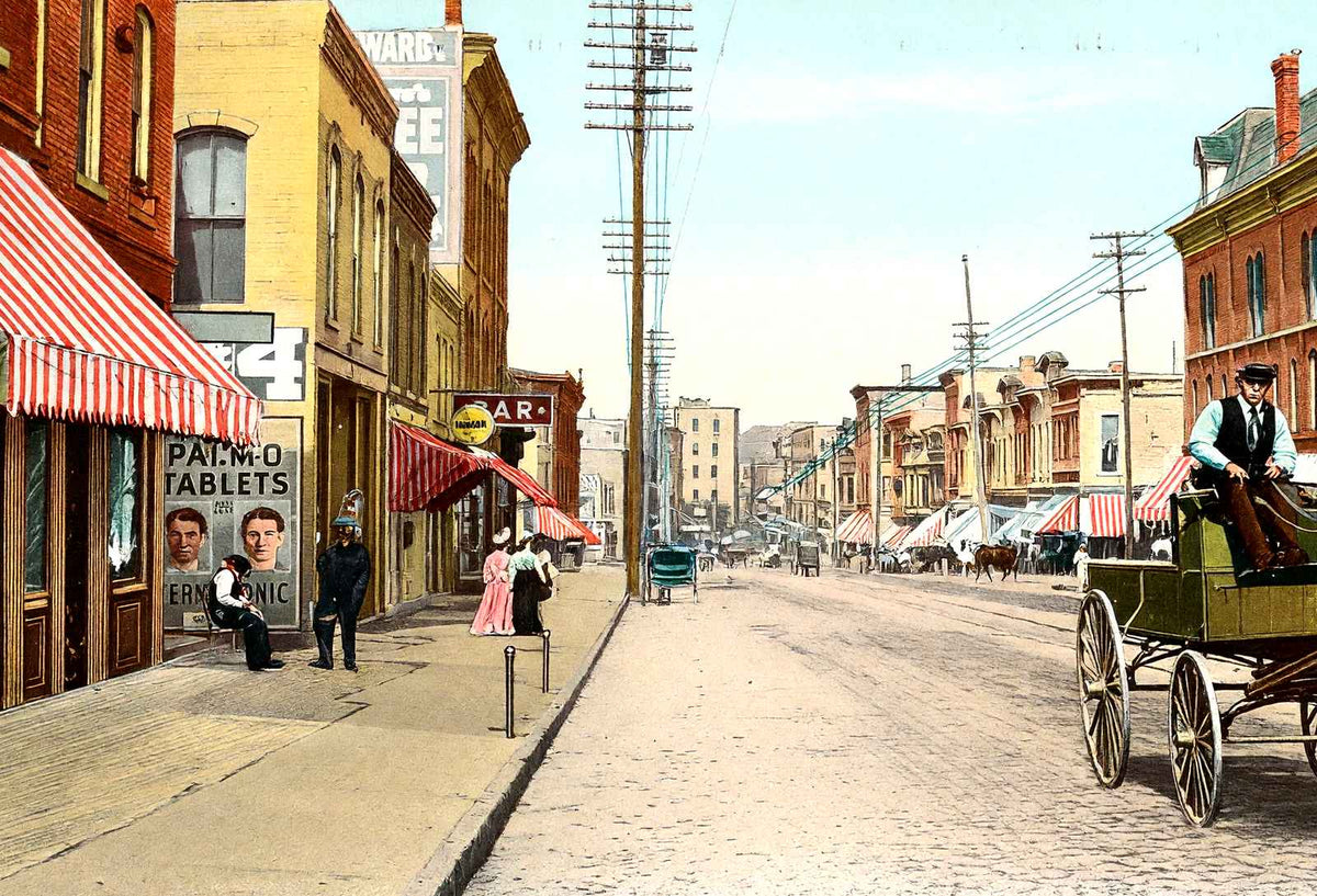West Milwaukee St Near Jackson St, Janesville vintage print
