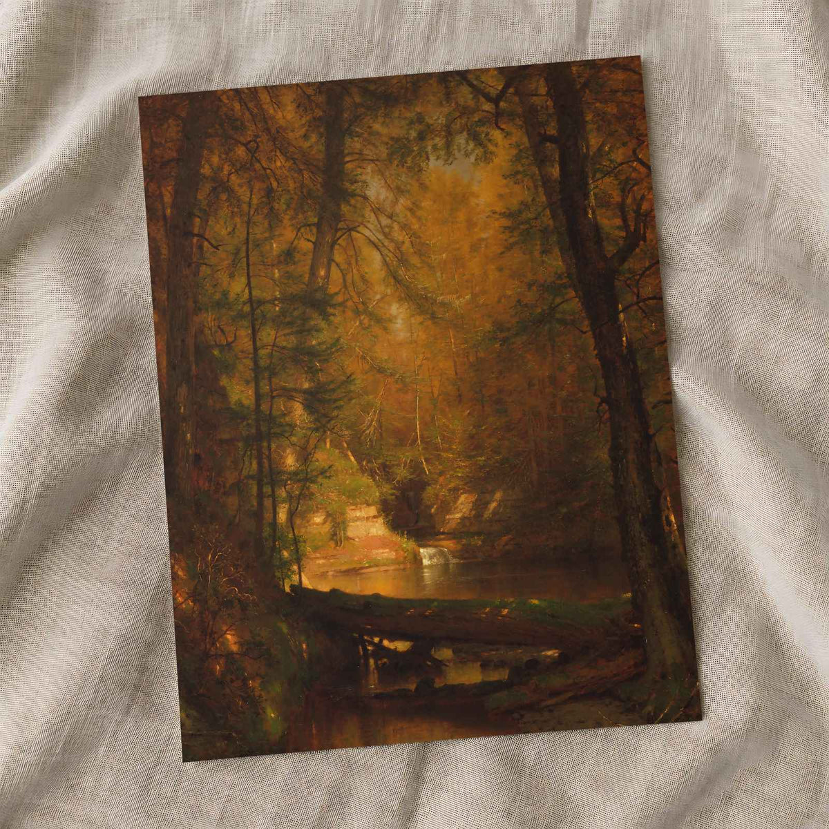 The Trout Pool fine art print by Worthington Whittredge (1870)