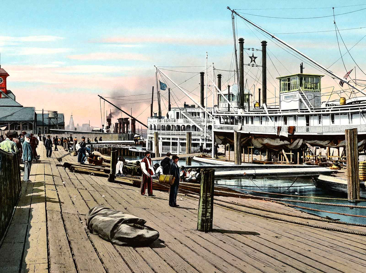 Mississippi River Steamer, New Orleans, LA vintage print