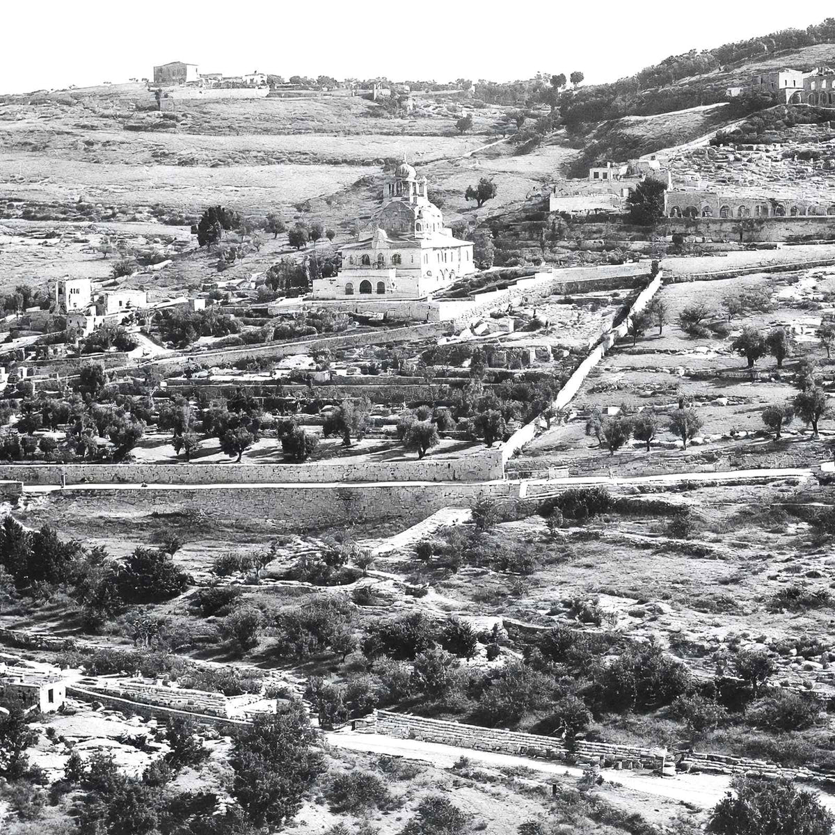 Mount of Olives, Jerusalem in 1902 vintage photo print