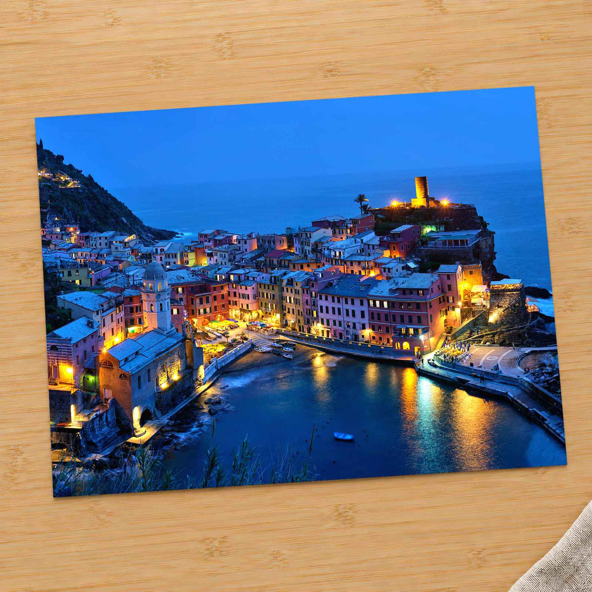 Vernazza Village at Night in Italy Photo Print Wall Decor