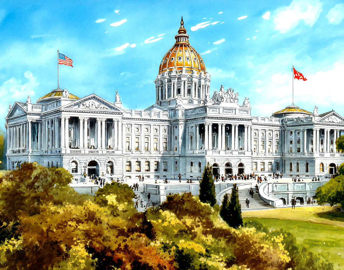 State Capitol, Harrisburg PA in 1906 vintage print