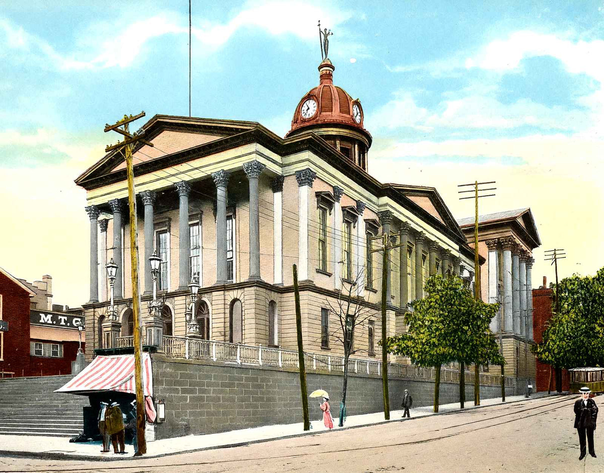 Court House, Lancaster PA in 1907 vintage print
