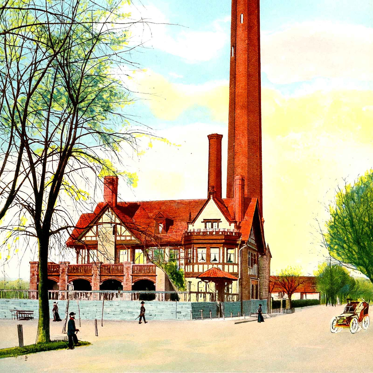 Water Works, Harrisburg, PA in 1907 vintage print