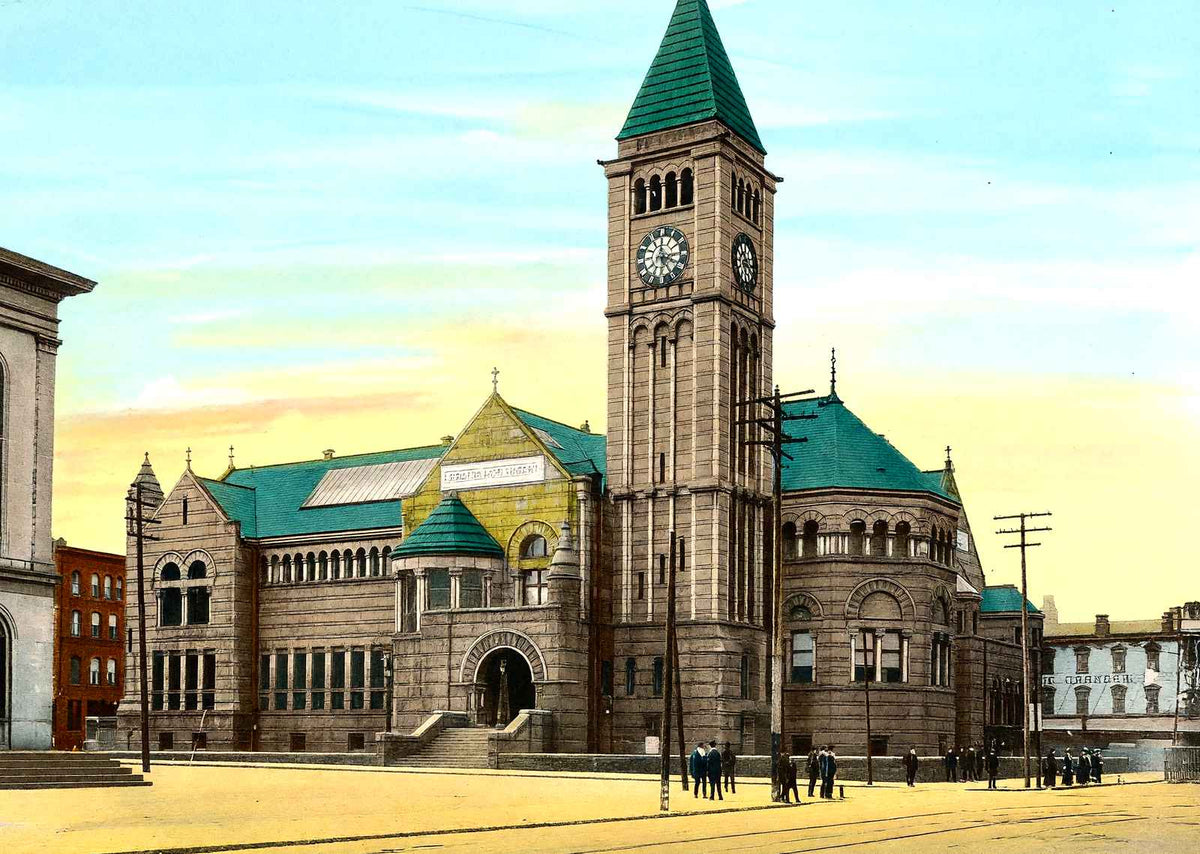 Carnegie Library, Allegheny PA in 1906 vintage print