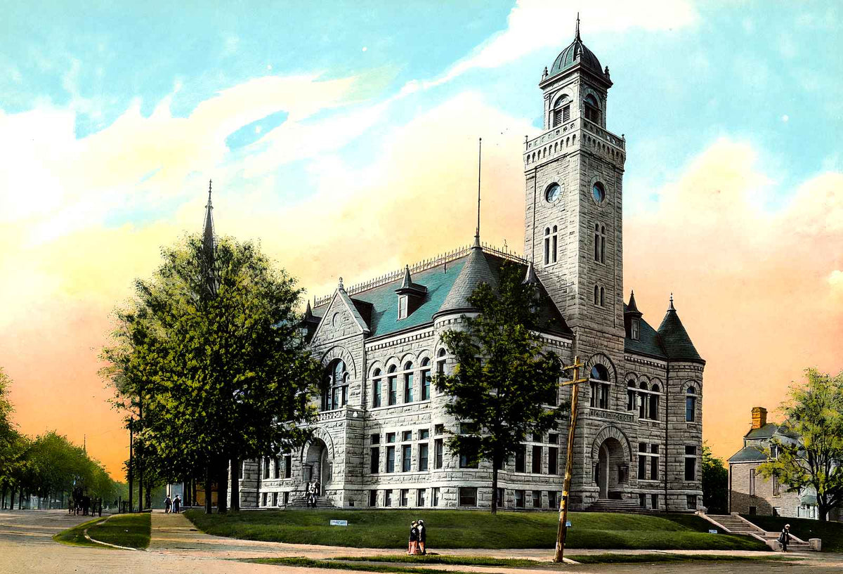 Court House, Waukesha, WI in 1906 vintage print