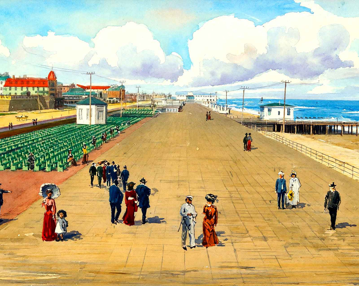 Boardwalk, Asbury Park, NJ in 1905 art print