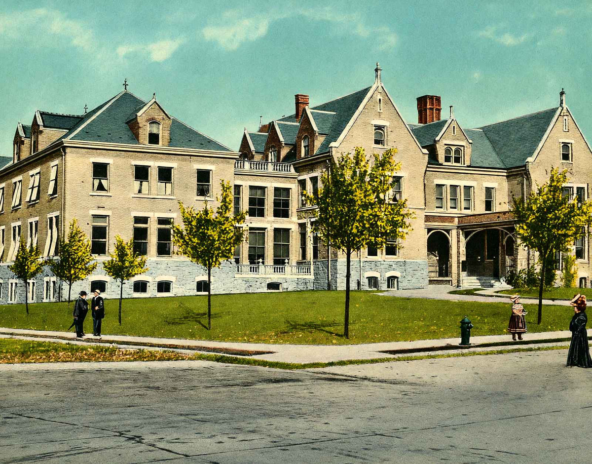 Allentown Hospital, PA in 1907 vintage print